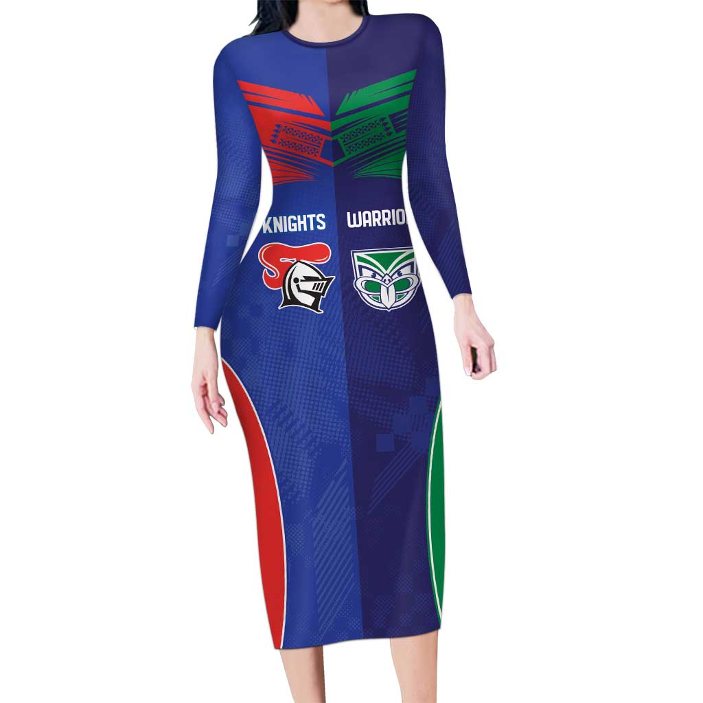 Custom Warriors-Knights Long Sleeve Bodycon Dress Together Sporty Style