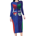 Custom Warriors-Knights Long Sleeve Bodycon Dress Together Sporty Style