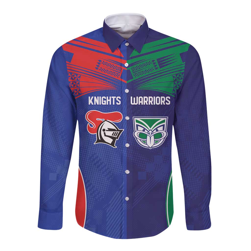 Custom Warriors-Knights Long Sleeve Button Shirt Together Sporty Style