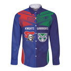 Custom Warriors-Knights Long Sleeve Button Shirt Together Sporty Style