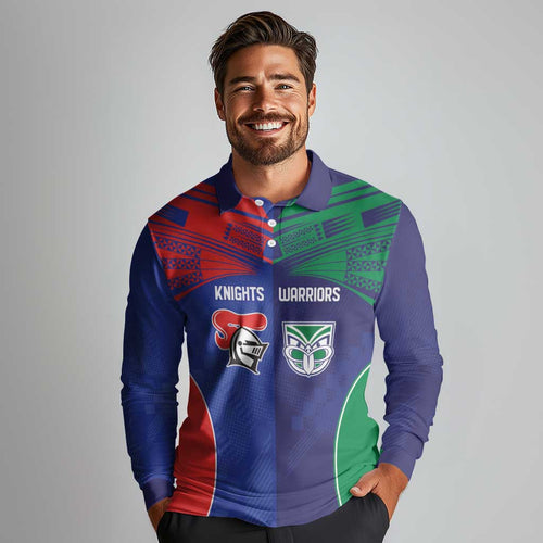 Custom Warriors-Knights Long Sleeve Polo Shirt Together Sporty Style
