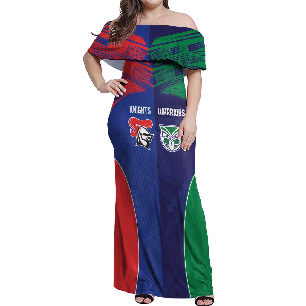 Custom Warriors-Knights Off Shoulder Maxi Dress Together Sporty Style