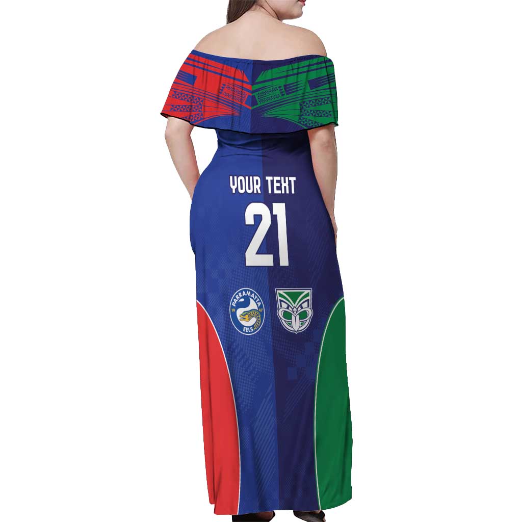 Custom Warriors-Knights Off Shoulder Maxi Dress Together Sporty Style
