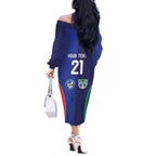 Custom Warriors-Knights Off The Shoulder Long Sleeve Dress Together Sporty Style