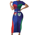 Custom Warriors-Knights Short Sleeve Bodycon Dress Together Sporty Style