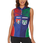 Custom Warriors-Knights Women Sleeveless Polo Shirt Together Sporty Style