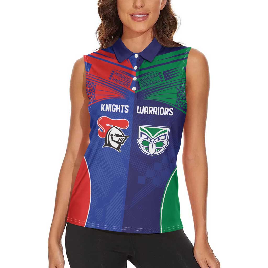 Custom Warriors-Knights Women Sleeveless Polo Shirt Together Sporty Style