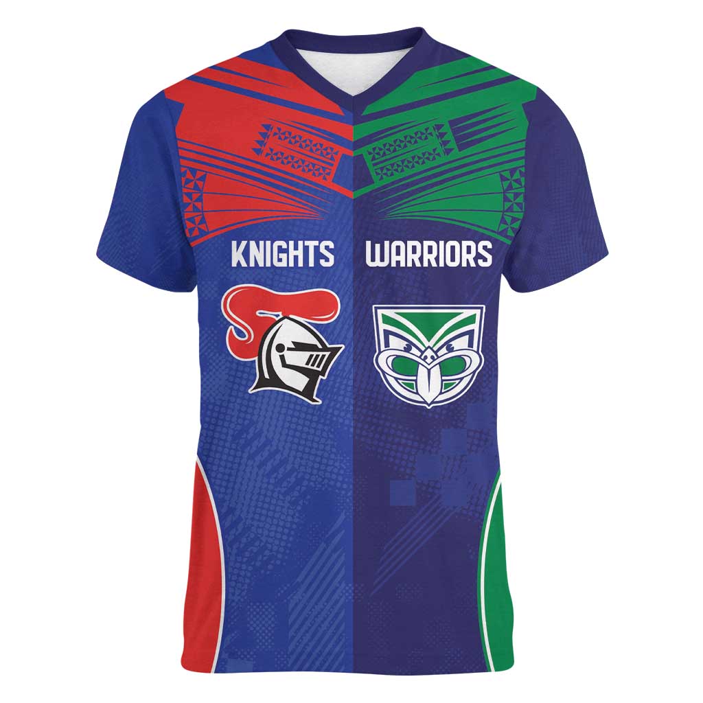 Custom Warriors-Knights Women V-Neck T-Shirt Together Sporty Style