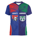 Custom Warriors-Knights Women V-Neck T-Shirt Together Sporty Style