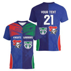 Custom Warriors-Knights Women V-Neck T-Shirt Together Sporty Style