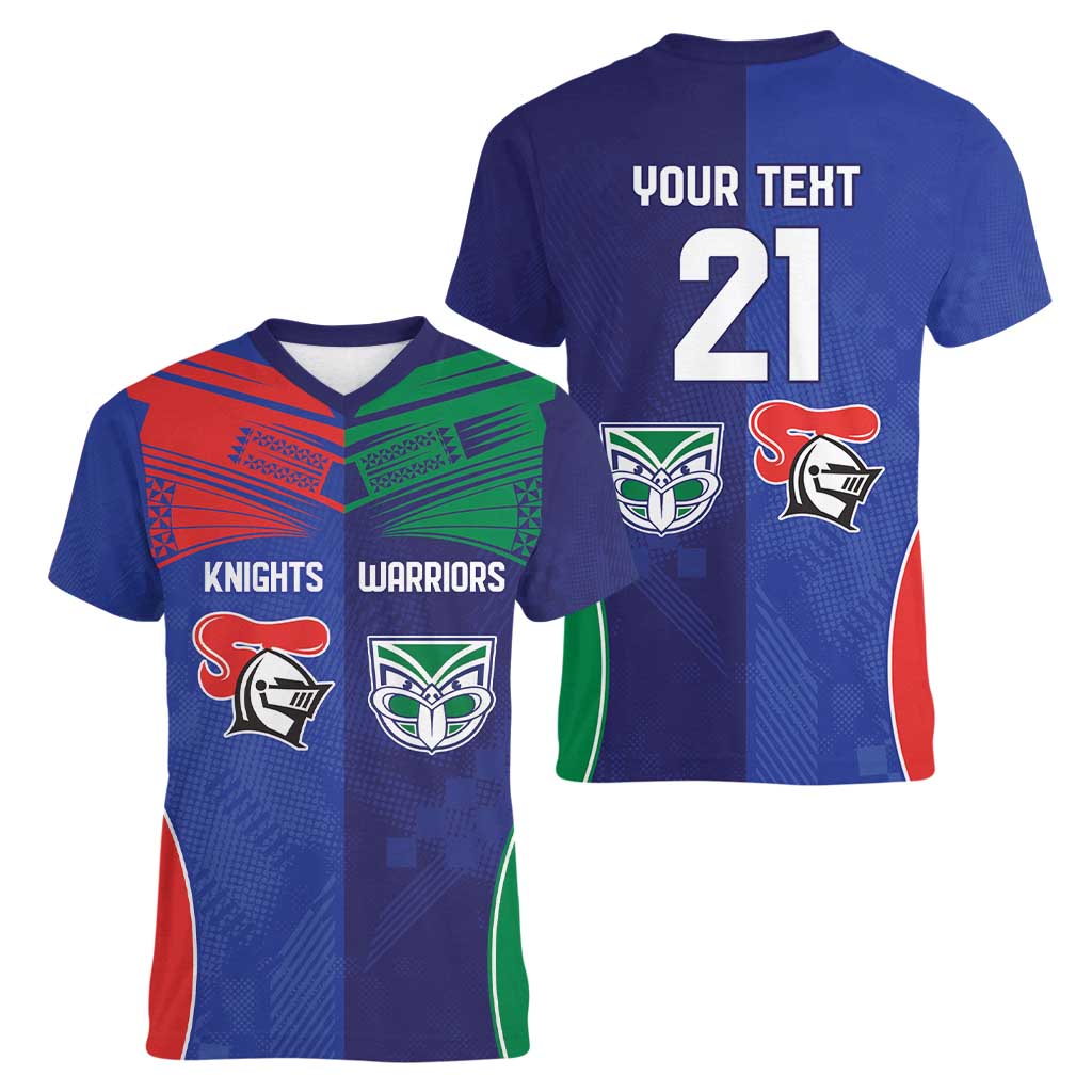 Custom Warriors-Knights Women V-Neck T-Shirt Together Sporty Style