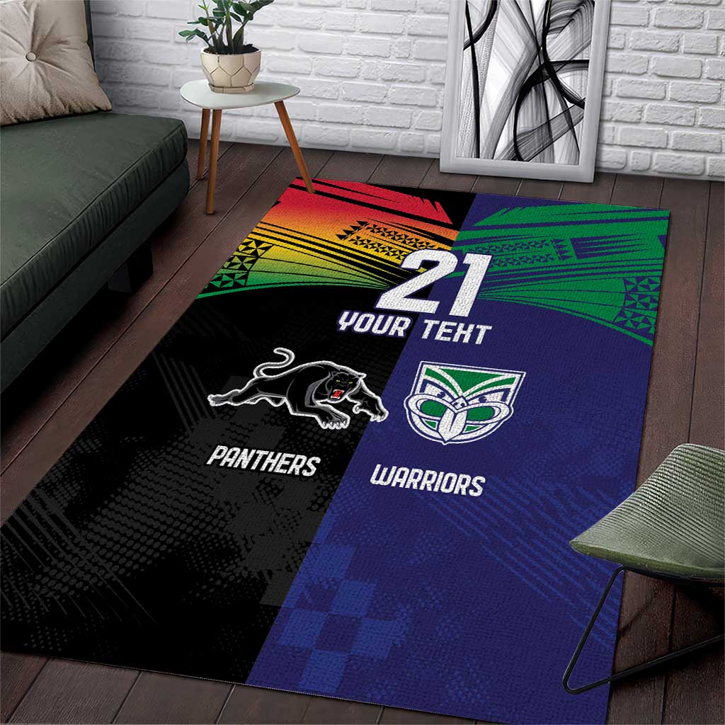 Custom Warriors-Panthers Area Rug Together Sporty Style