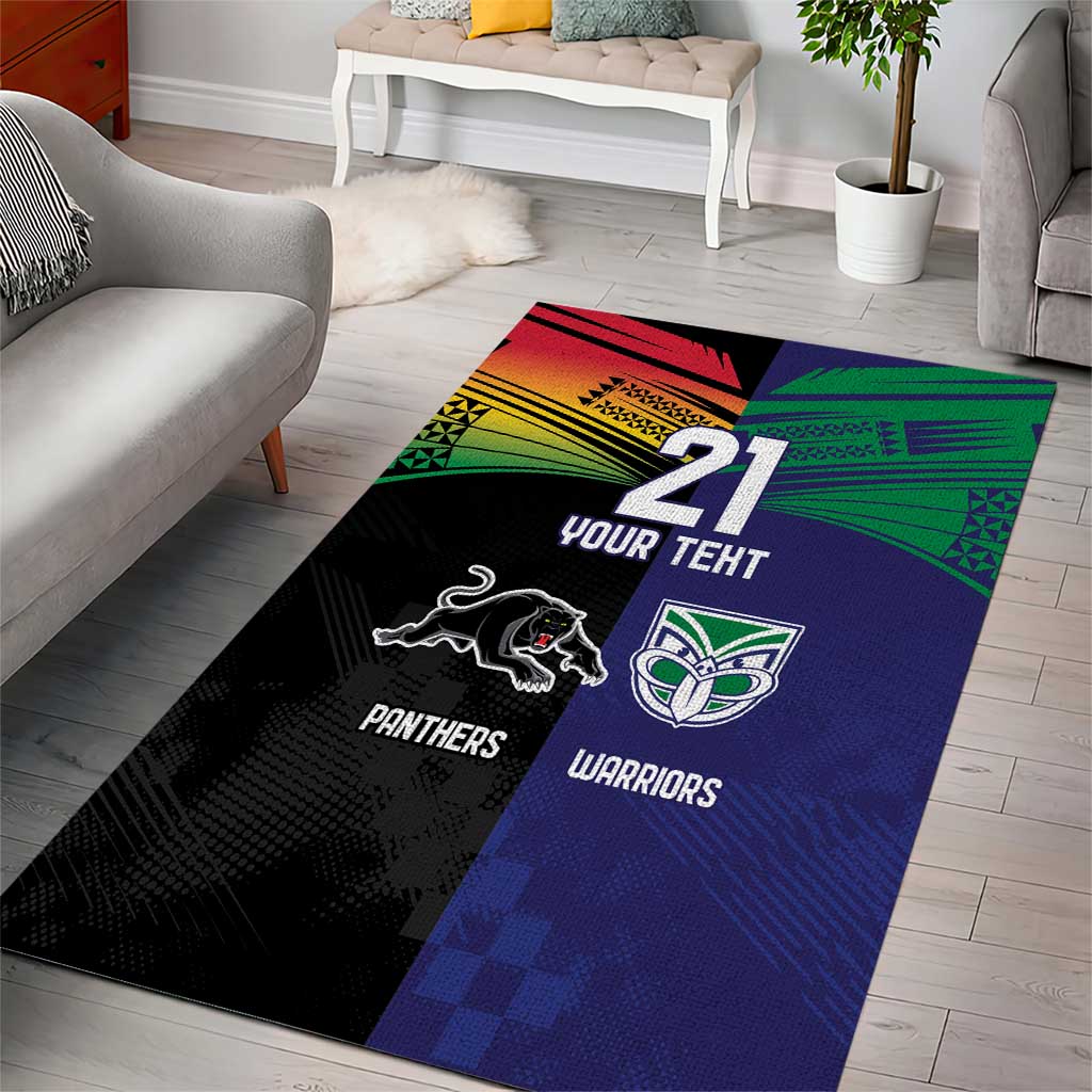 Custom Warriors-Panthers Area Rug Together Sporty Style
