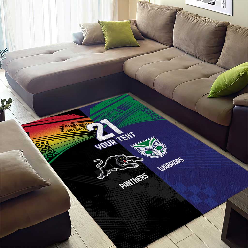 Custom Warriors-Panthers Area Rug Together Sporty Style