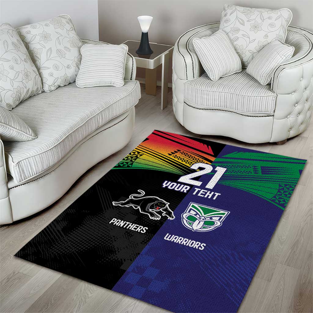 Custom Warriors-Panthers Area Rug Together Sporty Style