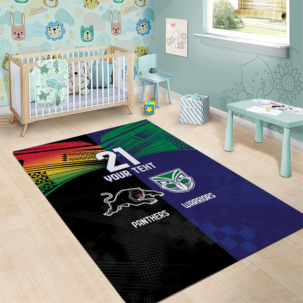 Custom Warriors-Panthers Area Rug Together Sporty Style