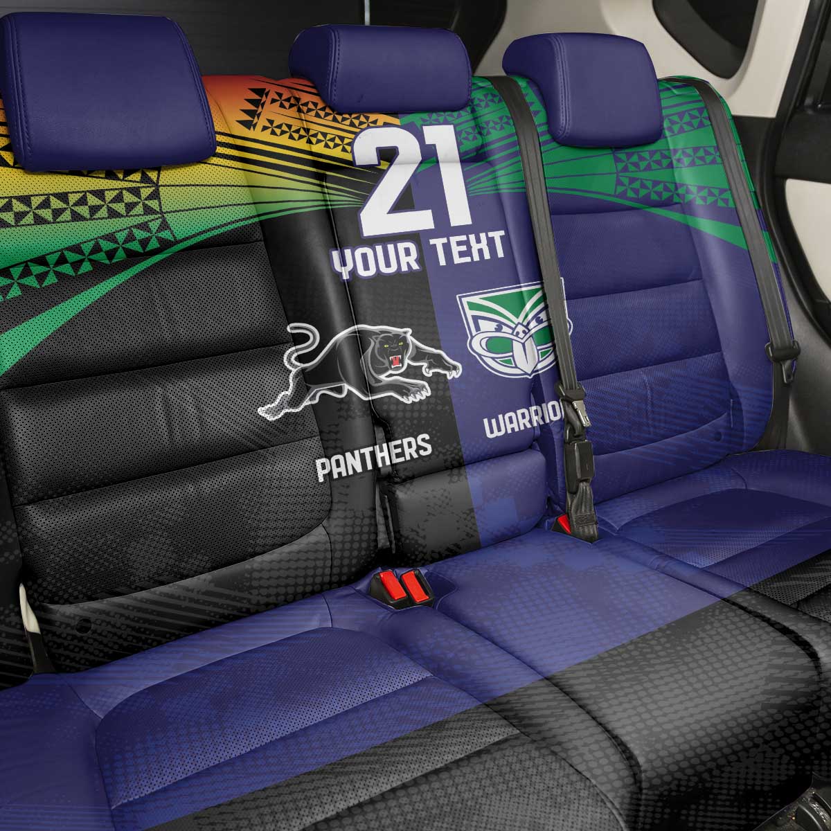 Custom Warriors-Panthers Back Car Seat Cover Together Sporty Style