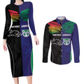 Custom Warriors-Panthers Couples Matching Long Sleeve Bodycon Dress and Long Sleeve Button Shirt Together Sporty Style