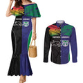 Custom Warriors-Panthers Couples Matching Mermaid Dress and Long Sleeve Button Shirt Together Sporty Style