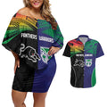 Custom Warriors-Panthers Couples Matching Off Shoulder Short Dress and Hawaiian Shirt Together Sporty Style