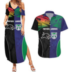 Custom Warriors-Panthers Couples Matching Summer Maxi Dress and Hawaiian Shirt Together Sporty Style