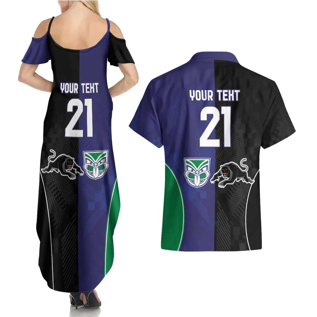Custom Warriors-Panthers Couples Matching Summer Maxi Dress and Hawaiian Shirt Together Sporty Style