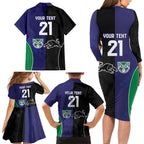 Custom Warriors-Panthers Family Matching Long Sleeve Bodycon Dress and Hawaiian Shirt Together Sporty Style