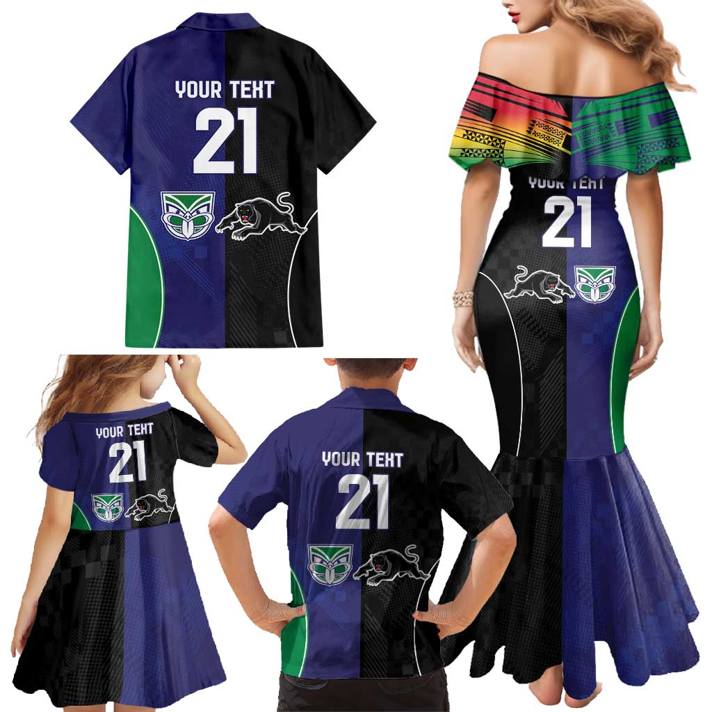 Custom Warriors-Panthers Family Matching Mermaid Dress and Hawaiian Shirt Together Sporty Style