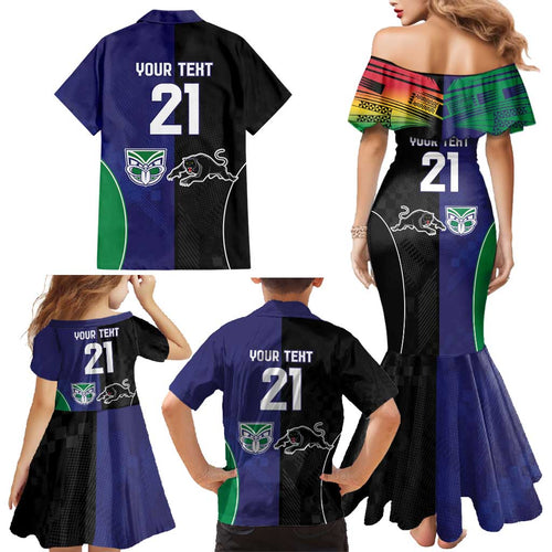 Custom Warriors-Panthers Family Matching Mermaid Dress and Hawaiian Shirt Together Sporty Style