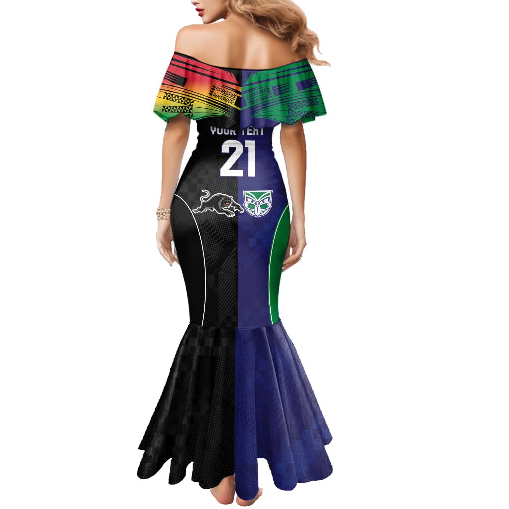 Custom Warriors-Panthers Family Matching Mermaid Dress and Hawaiian Shirt Together Sporty Style