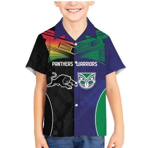 Custom Warriors-Panthers Family Matching Mermaid Dress and Hawaiian Shirt Together Sporty Style