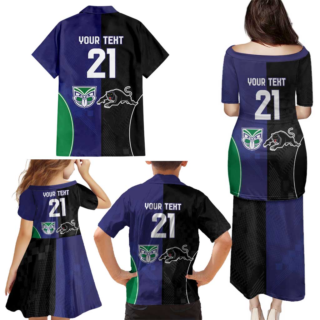 Custom Warriors-Panthers Family Matching Puletasi and Hawaiian Shirt Together Sporty Style