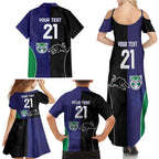 Custom Warriors-Panthers Family Matching Summer Maxi Dress and Hawaiian Shirt Together Sporty Style