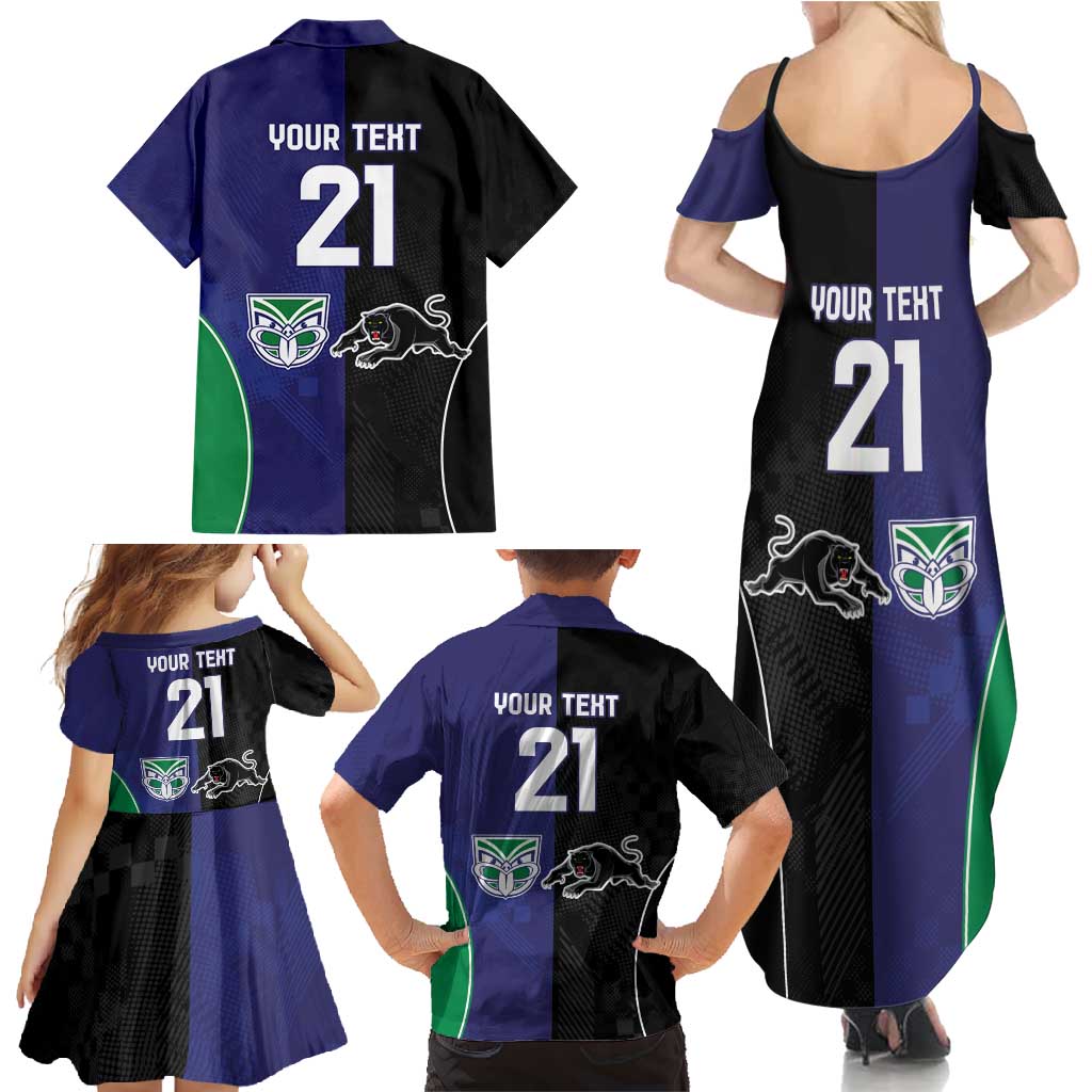 Custom Warriors-Panthers Family Matching Summer Maxi Dress and Hawaiian Shirt Together Sporty Style