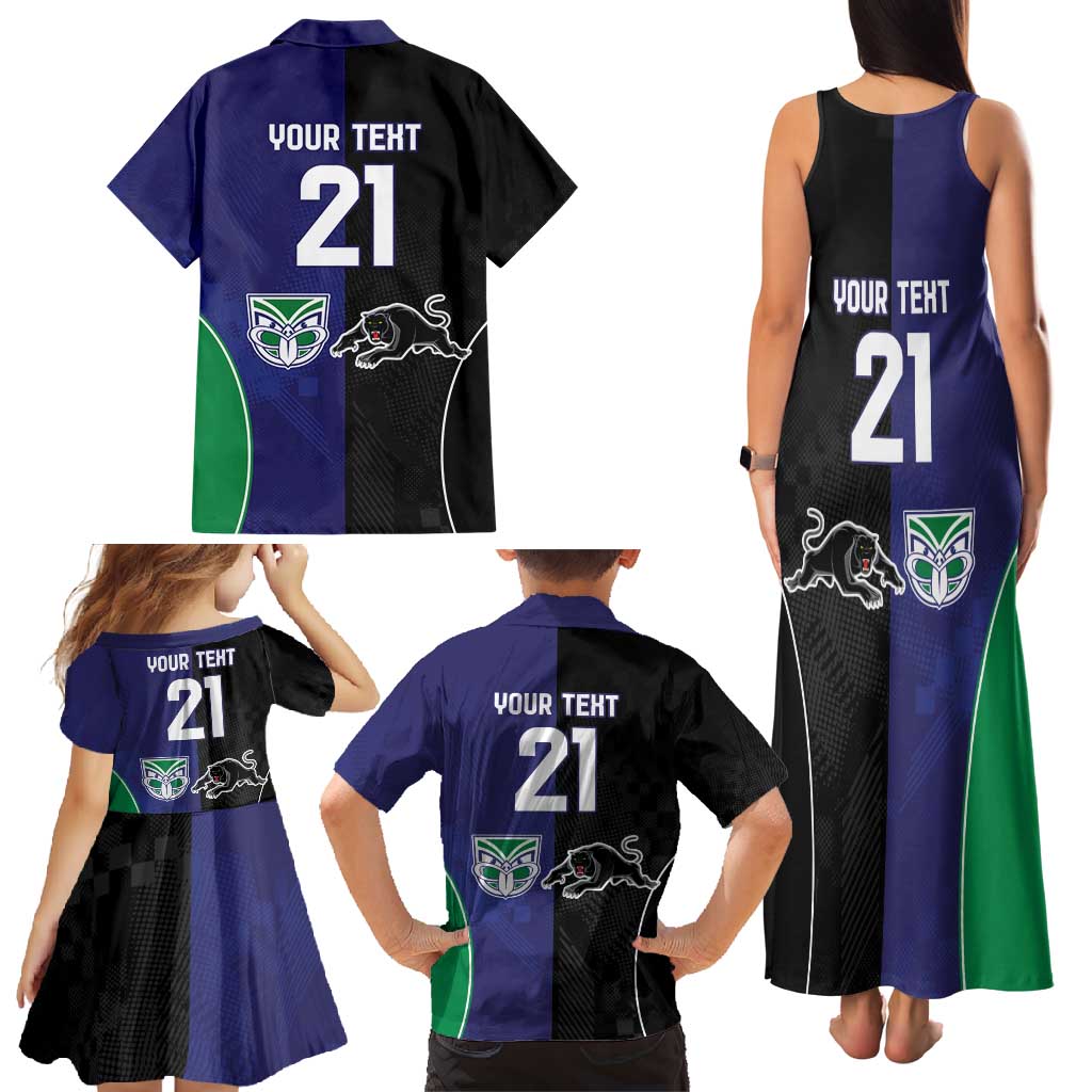 Custom Warriors-Panthers Family Matching Tank Maxi Dress and Hawaiian Shirt Together Sporty Style