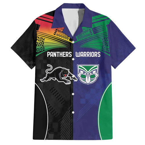 Custom Warriors-Panthers Hawaiian Shirt Together Sporty Style