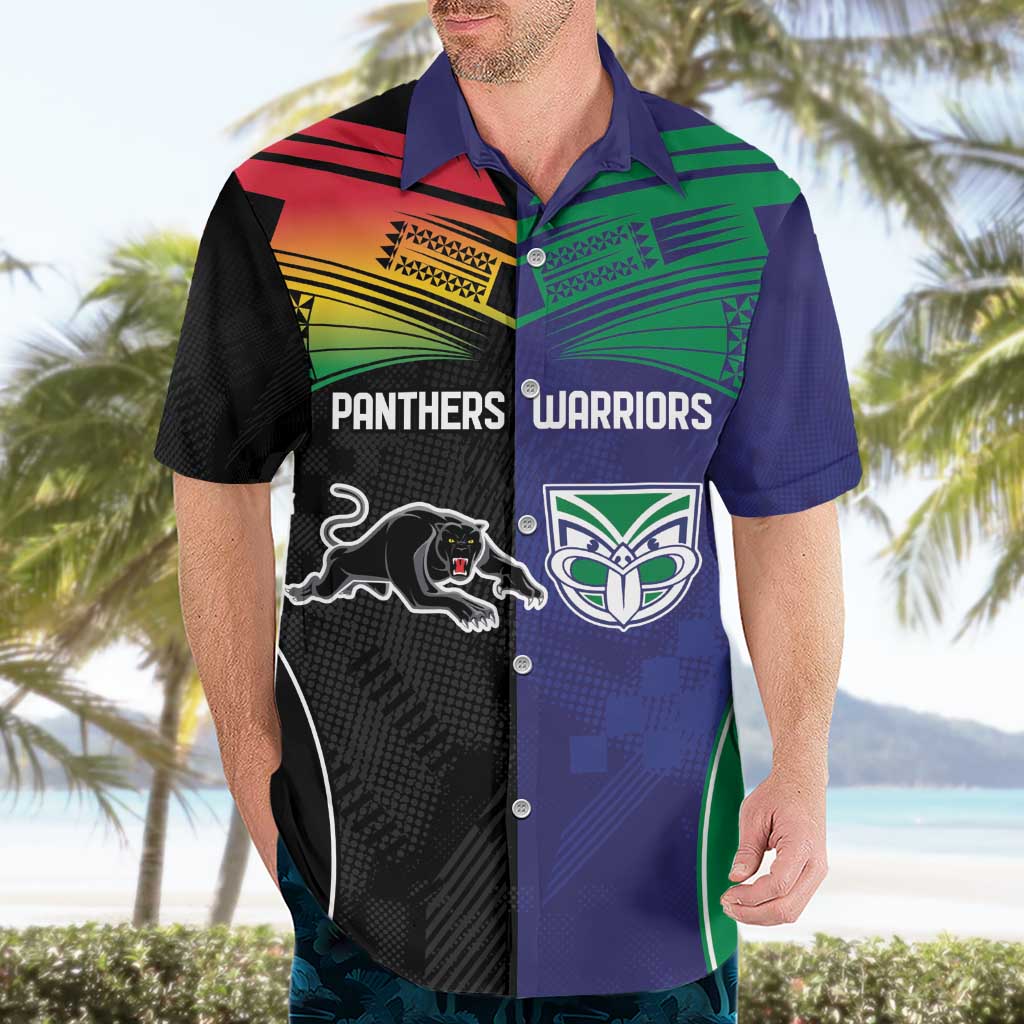 Custom Warriors-Panthers Hawaiian Shirt Together Sporty Style
