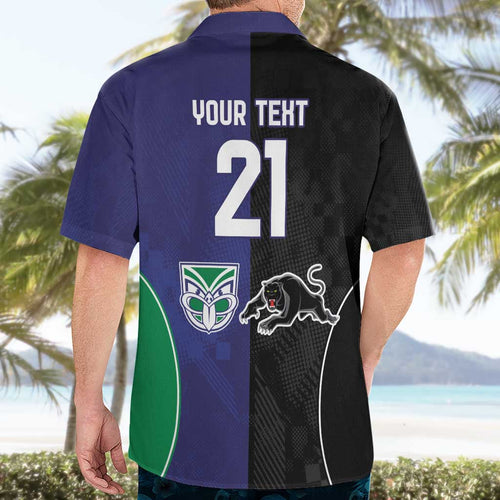 Custom Warriors-Panthers Hawaiian Shirt Together Sporty Style
