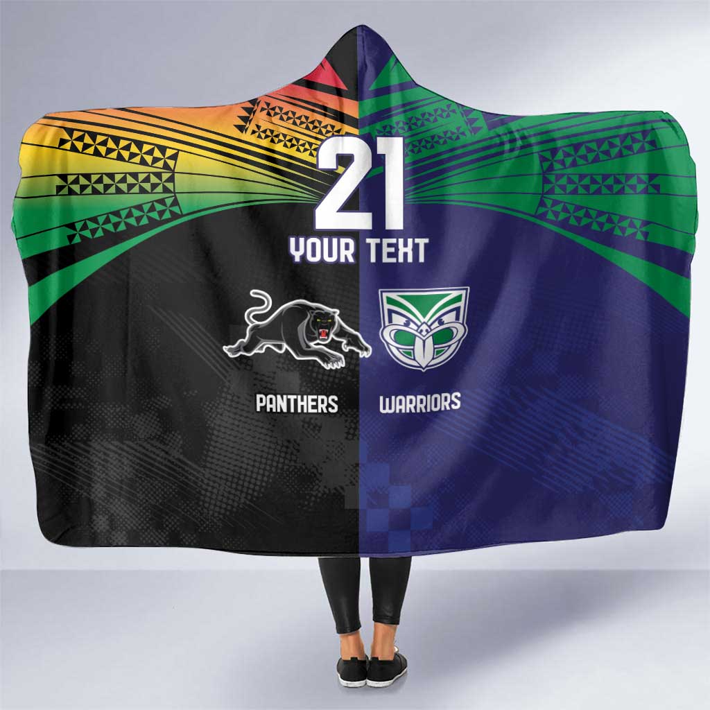 Custom Warriors-Panthers Hooded Blanket Together Sporty Style