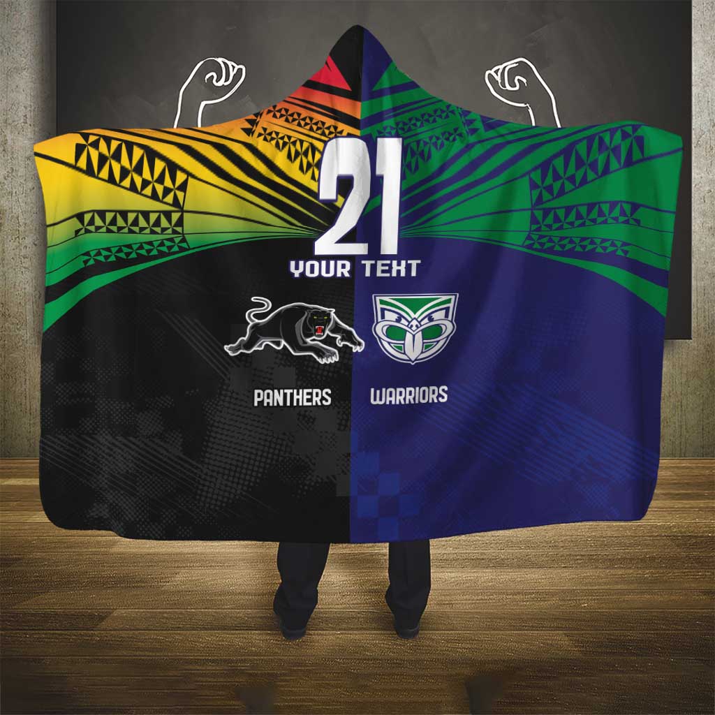 Custom Warriors-Panthers Hooded Blanket Together Sporty Style