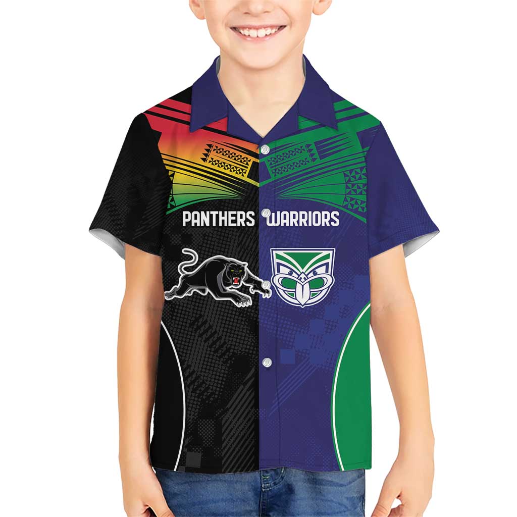 Custom Warriors-Panthers Kid Hawaiian Shirt Together Sporty Style