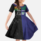Custom Warriors-Panthers Kid Short Sleeve Dress Together Sporty Style
