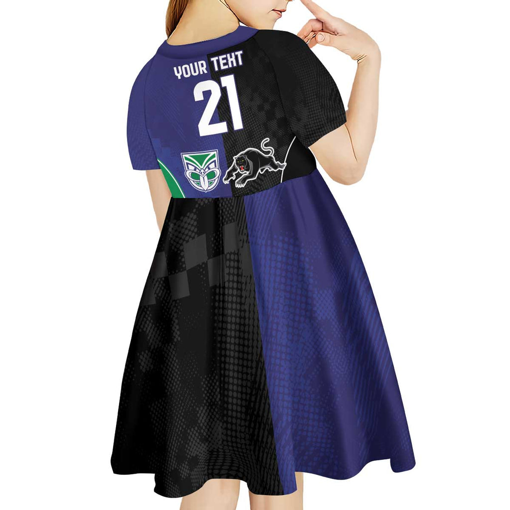Custom Warriors-Panthers Kid Short Sleeve Dress Together Sporty Style