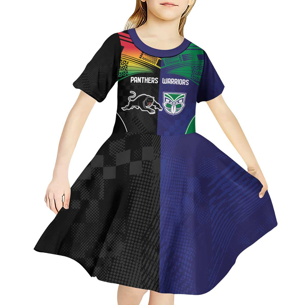 Custom Warriors-Panthers Kid Short Sleeve Dress Together Sporty Style