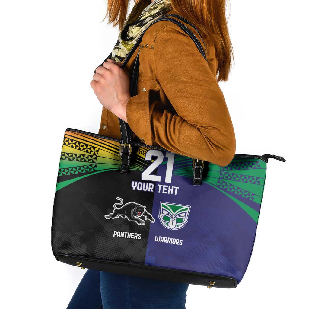 Custom Warriors-Panthers Leather Tote Bag Together Sporty Style