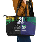 Custom Warriors-Panthers Leather Tote Bag Together Sporty Style