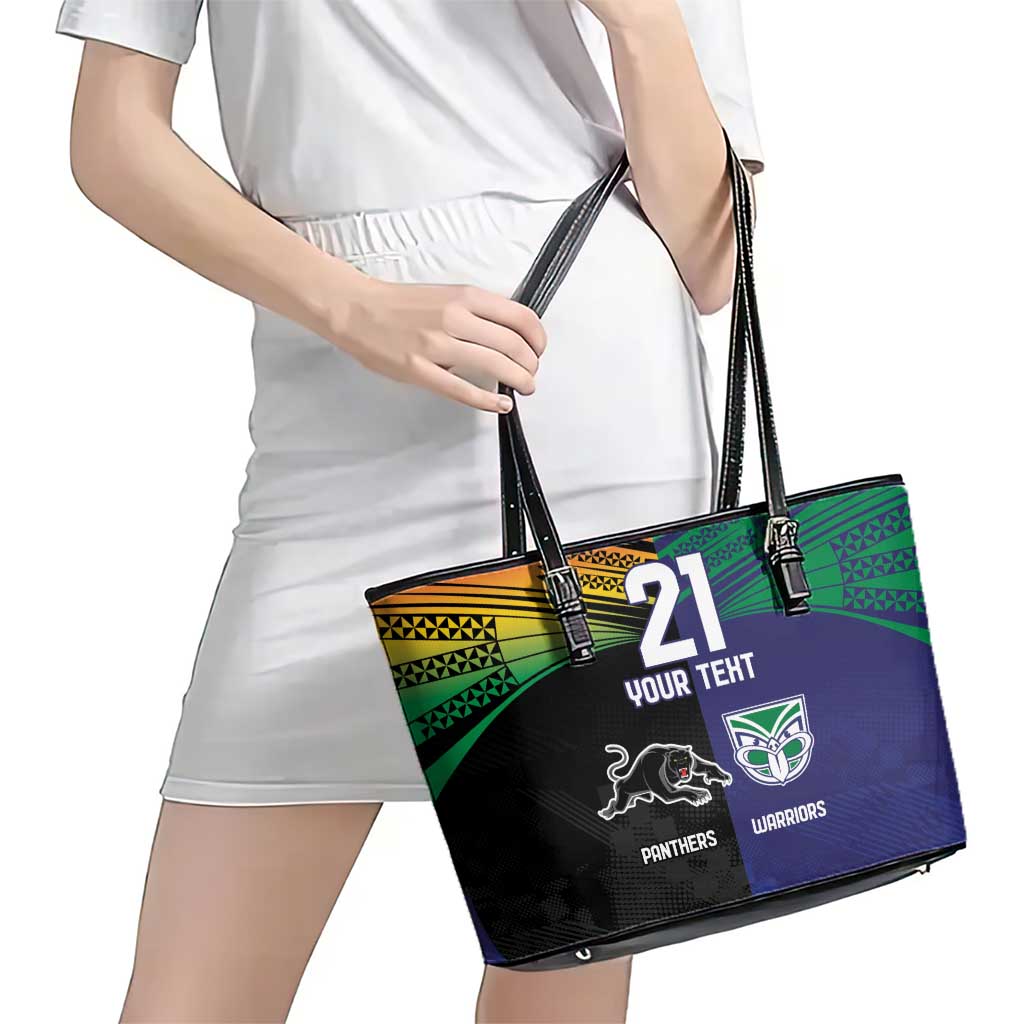 Custom Warriors-Panthers Leather Tote Bag Together Sporty Style