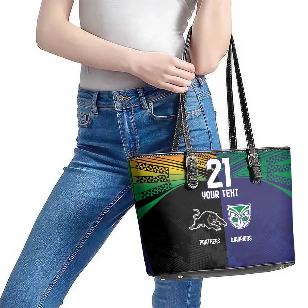 Custom Warriors-Panthers Leather Tote Bag Together Sporty Style