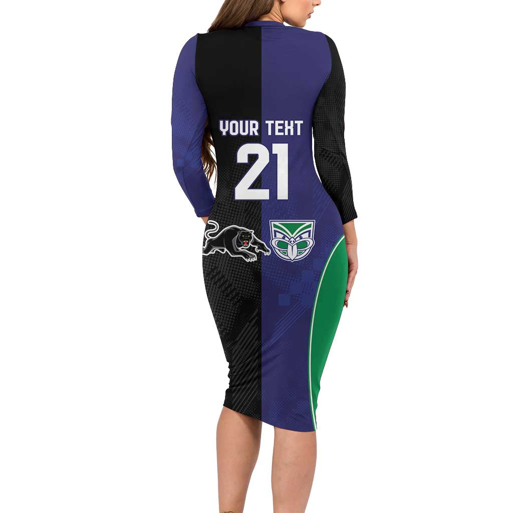 Custom Warriors-Panthers Long Sleeve Bodycon Dress Together Sporty Style