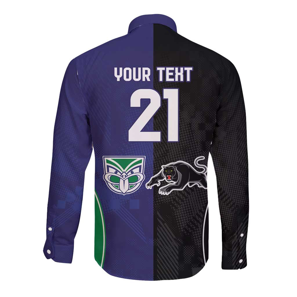 Custom Warriors-Panthers Long Sleeve Button Shirt Together Sporty Style